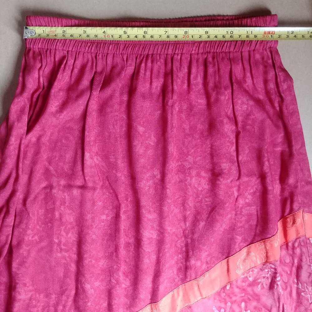 Island Girl Antigua West Indies long asymmetrical pink maxi skirt rayon Small - Picture 11 of 13